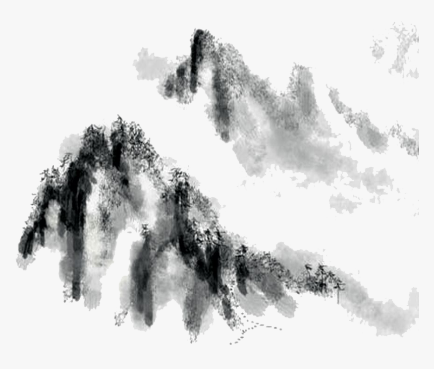 Drawing Waterfalls Water Colour - Chinese Water Ink Drawing, HD Png Download