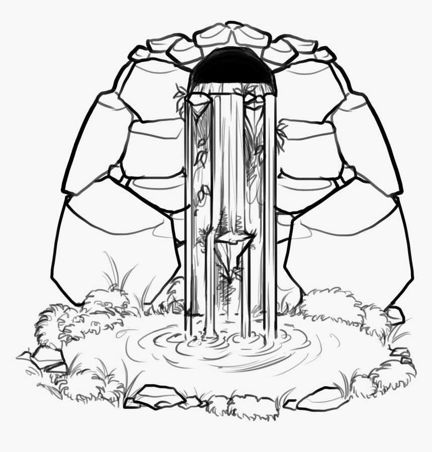 Transparent Waterfall Clipart Black And White - Black And White Waterfall Drawing, HD Png Download