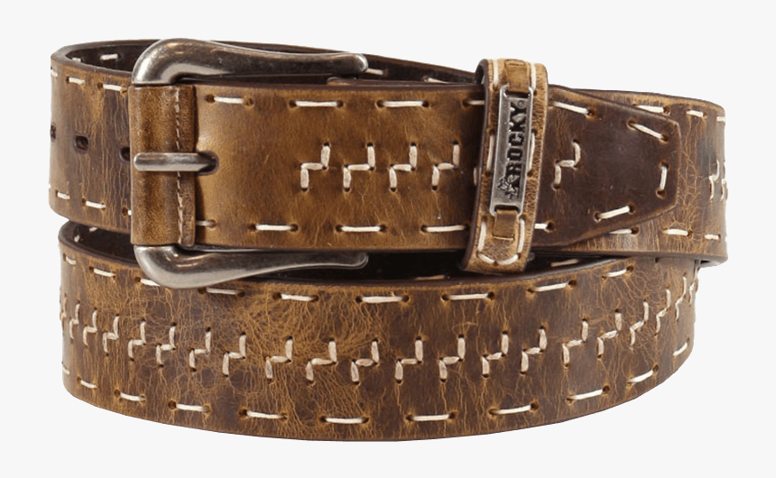 Rocky Men S Full-grain Leather Outdoor Belt W/cream - Mens Distressed Leather Belts, HD Png Download