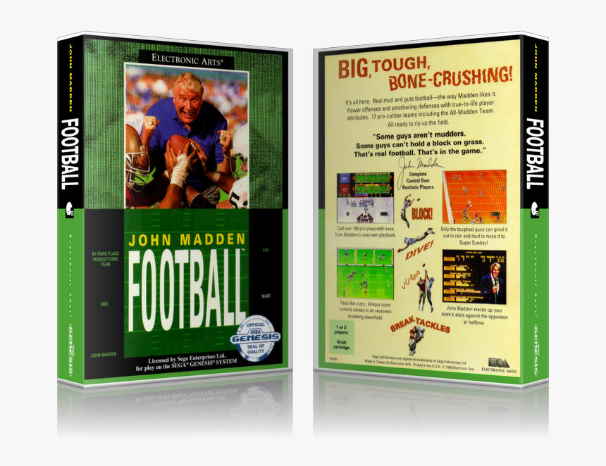 Genesis John Madden Football Sega Megadrive Replacement - John Madden Football, HD Png Download