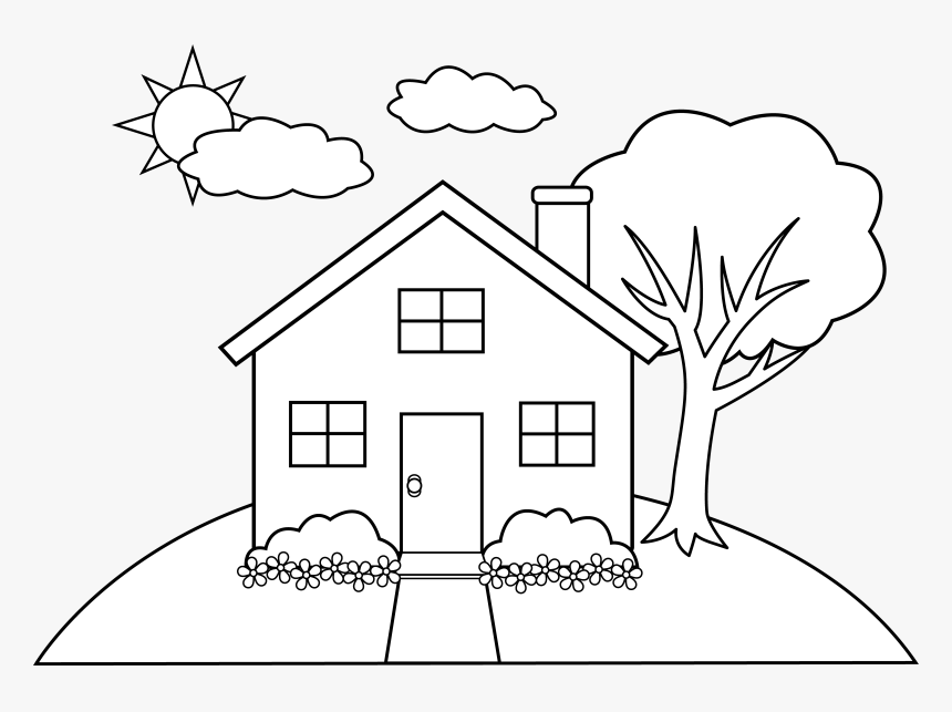 Buildings And Architecture - My House Coloring Page, HD Png Download