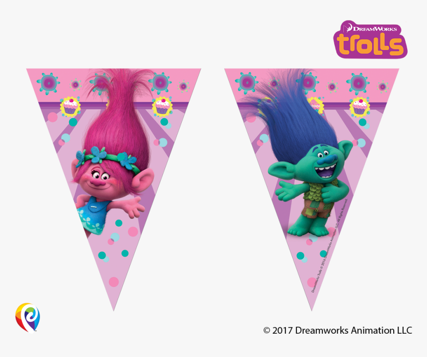 Dreamworks Trolls Plastic Party Flag Banner Bunting, HD Png Download
