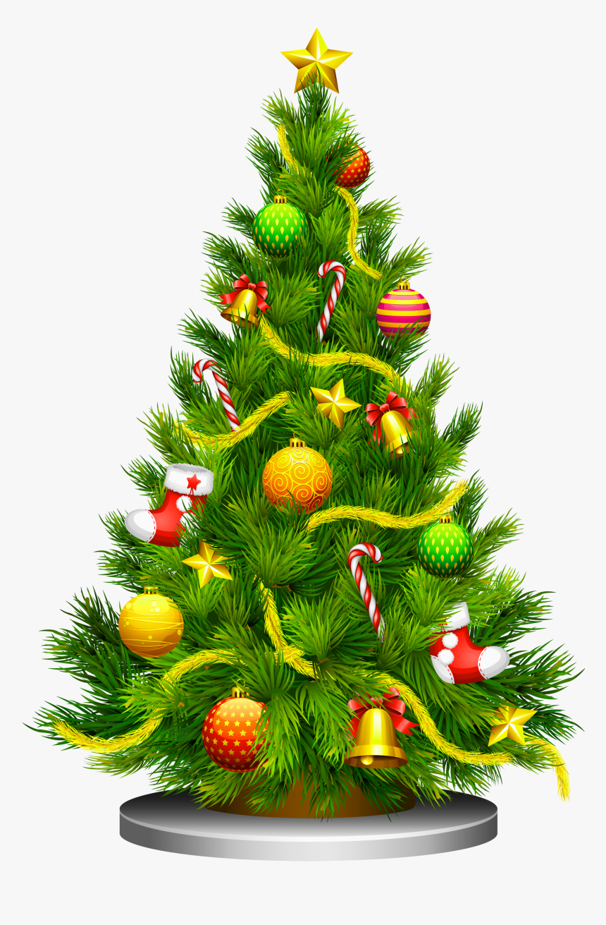 Christmas Tree Clipart With Decoration Png Image, Transparent Png