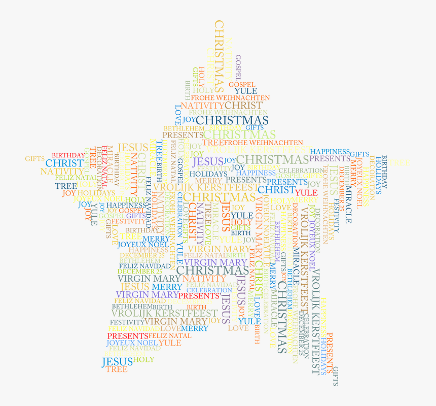 Christmas, Jesus, Word Cloud, Virgin Mary, Celebration - Creative Arts, HD Png Download
