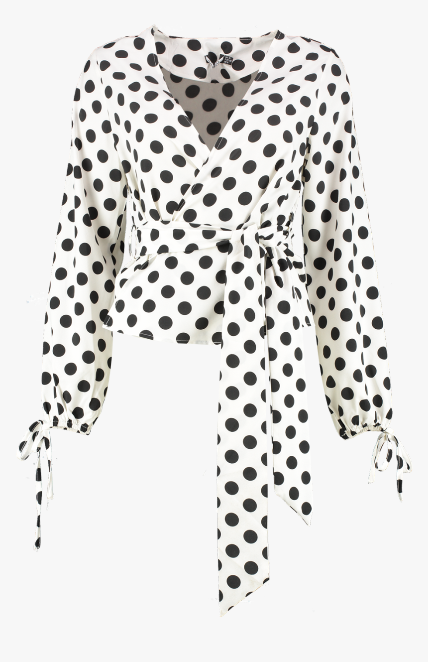 white polka dot wrap top