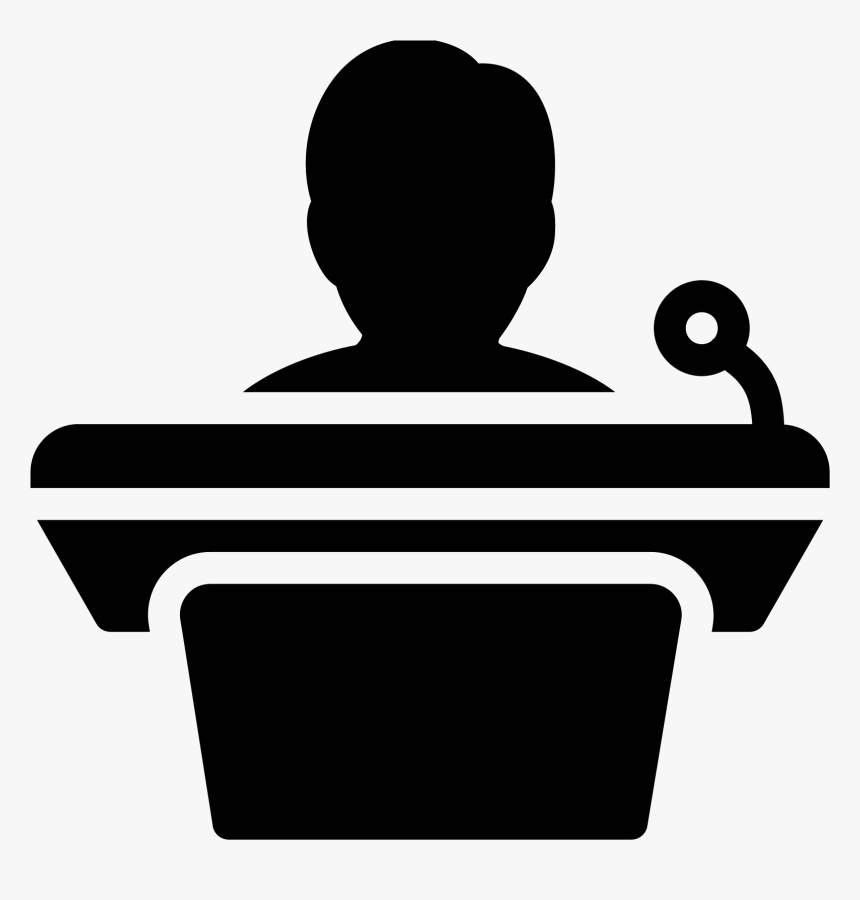 Podium Z Mówcą Icon - Public Speaking Microphone Clipart, HD Png Download