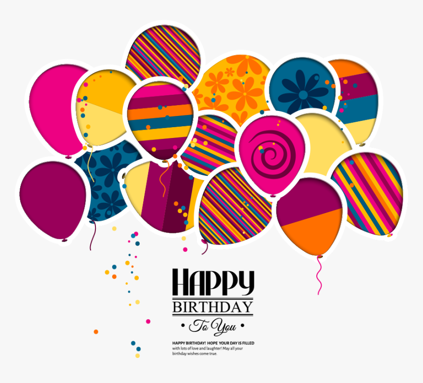 Vector Wedding Greeting Birthday Invitation Cake Balloons - Background Birthday Vector Png, Transparent Png
