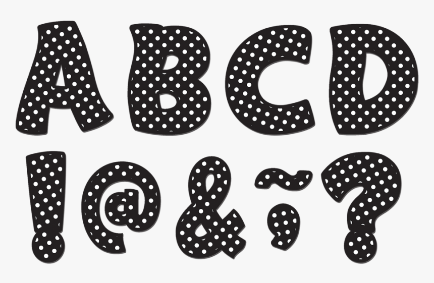 Transparent White Polka Dots Png - Black Polka Dot Letters, Png Download