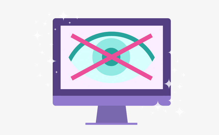 Icon Of A Computer With An Eye On The Screen With A - Computer With X Through, HD Png Download
