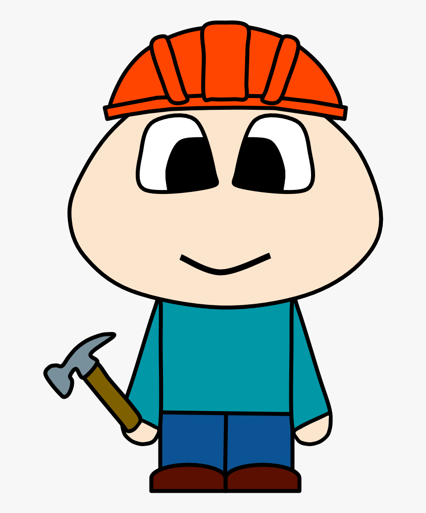 Construction Worker, Helmet, Hammer, Big Eyes, Cartoon - Cartoon Person With Stitches, HD Png Download