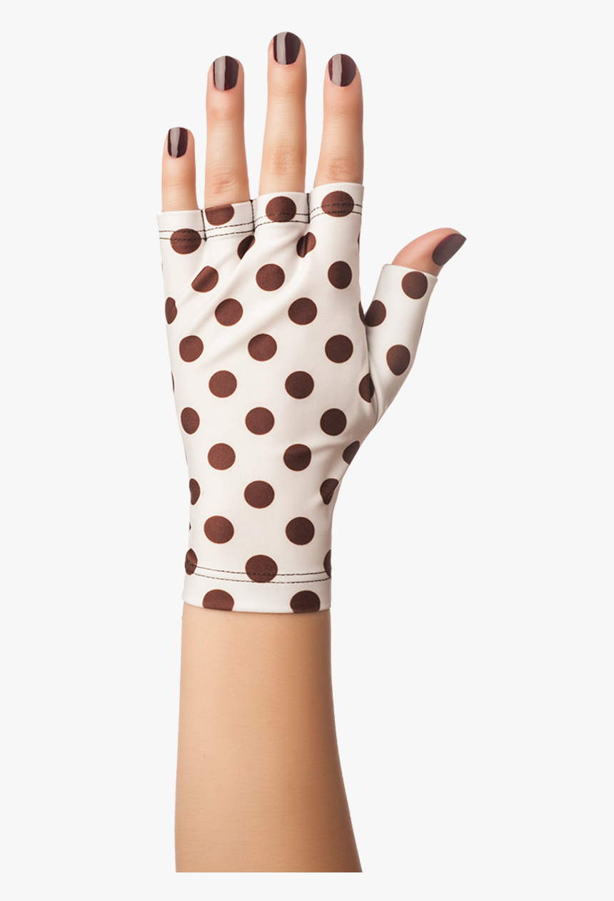 Brown Polka Dots Solfingerless Gloves, Fingerless Sun - Polka Dot, HD Png Download