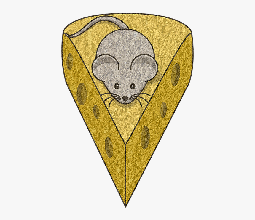 Cheese, Rat, Mouse, Mice, Food, Cheesy, Cat And Rat - Cartoon Mouse With Cheese, HD Png Download