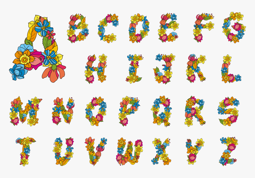 Transparent Elderberry Clipart - Flower Alphabet Font, HD Png Download