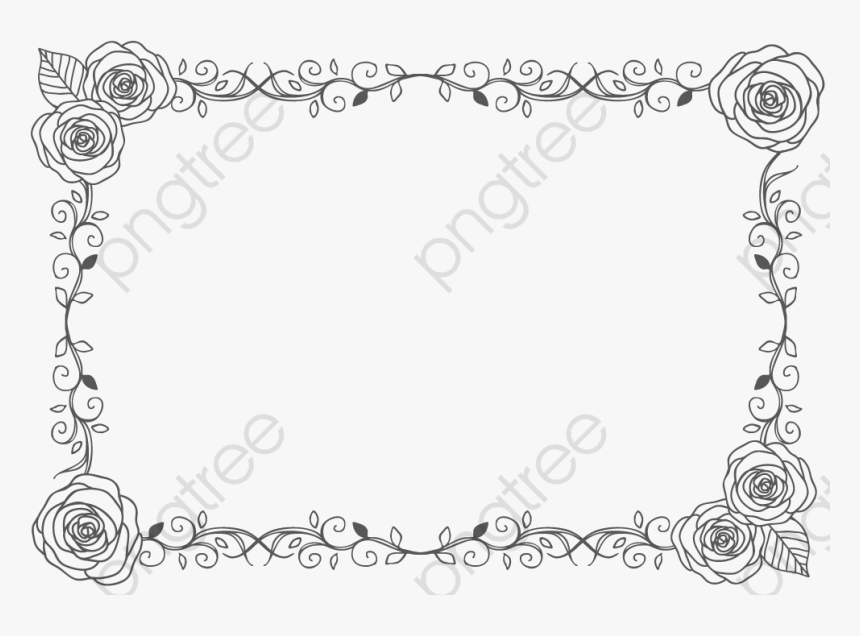 Rose Border Frame Pattern - Нарисованные Розы На Прозрачном Фоне, HD Png Download
