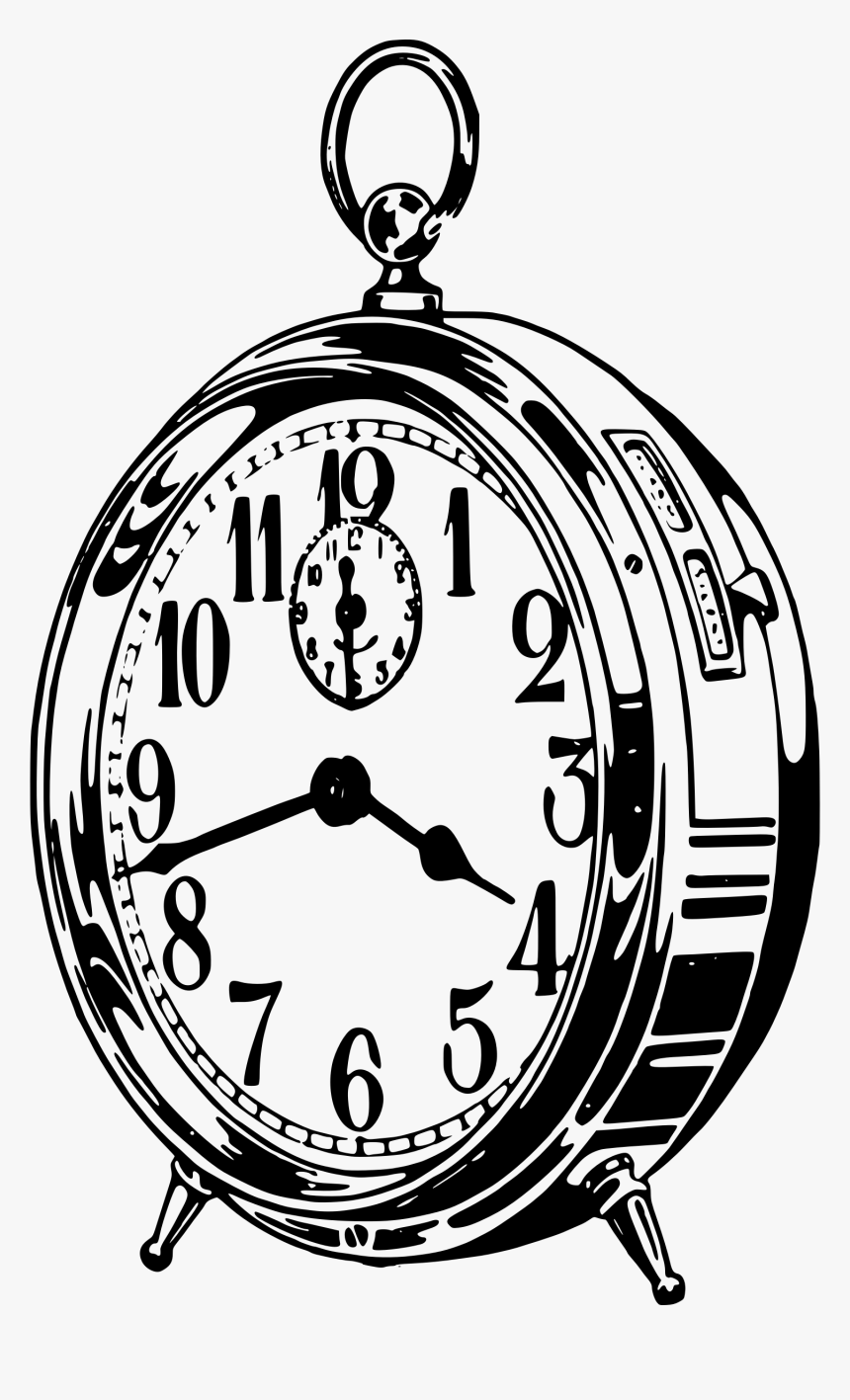 Classic Alarm Clock Clip Arts - Clock Black And White Png, Transparent Png