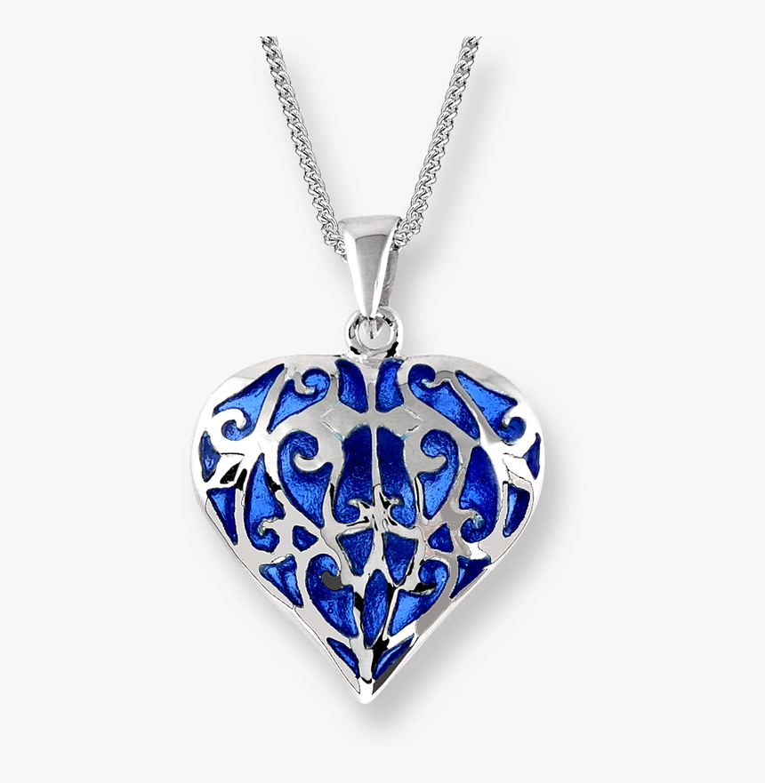 Nicole Barr Designs Fine Enamels Silver Heart Necklace-blue - Locket, HD Png Download