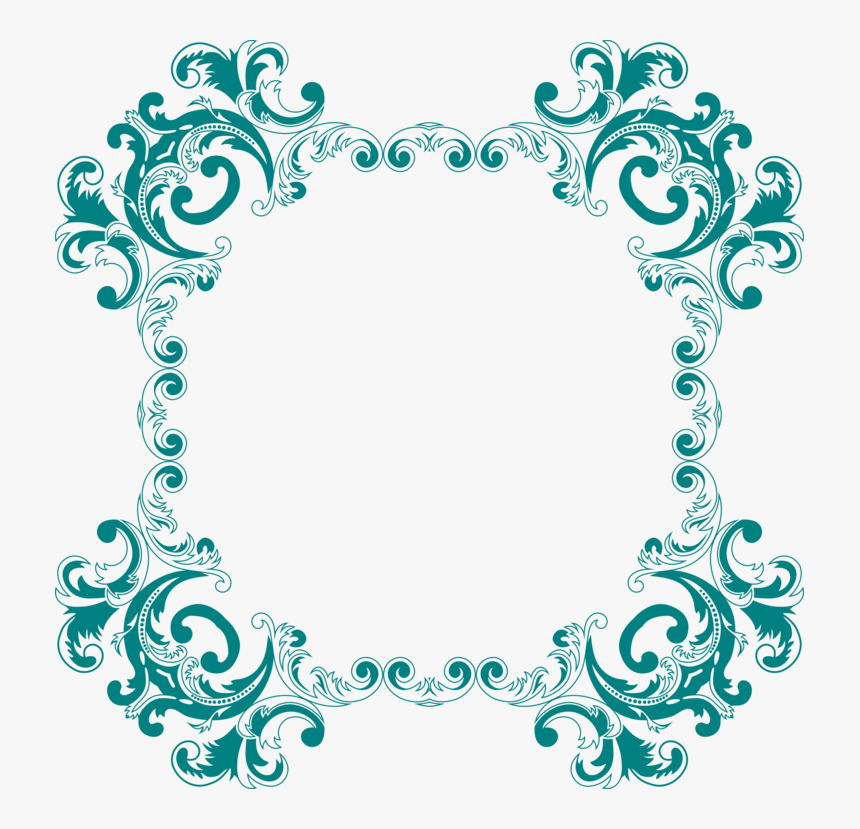 Picture Frame,visual Arts,turquoise - Vintage Flower Ornament Png, Transparent Png