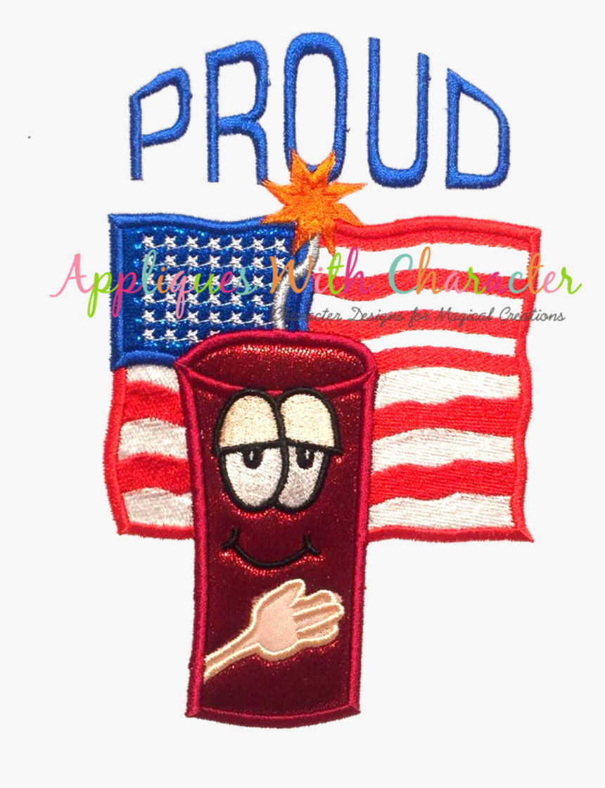 American Flag Proud Applique Design, HD Png Download