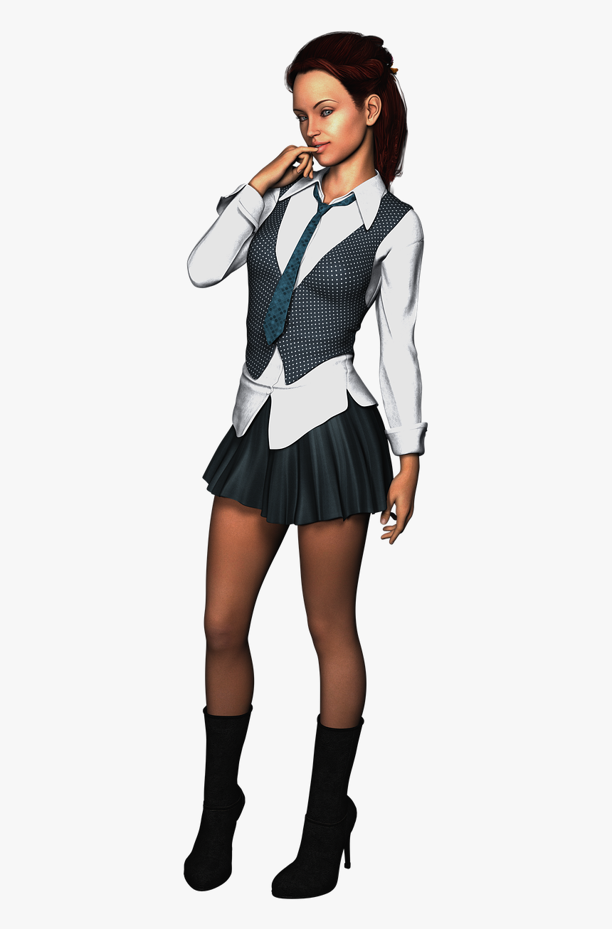 Woman In School Uniform, HD Png Download