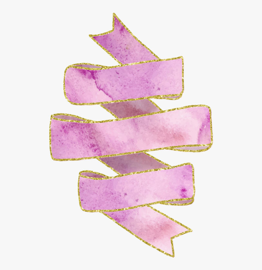#pink #banner #pastel #sticker #gold #outline - Pastel Purple Banner, HD Png Download