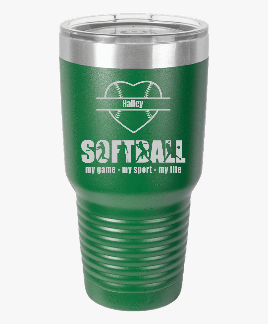 Personalized Heart Softball Tumbler - Tumbler, HD Png Download