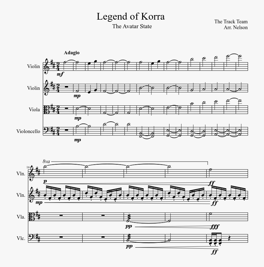 Avatar Legend Of Korra Sheet Music, HD Png Download