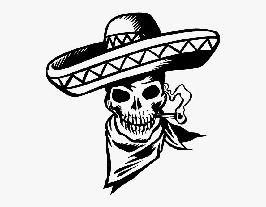Cowboy Clipart Skeleton - Mexican Skull Cartoon, HD Png Download