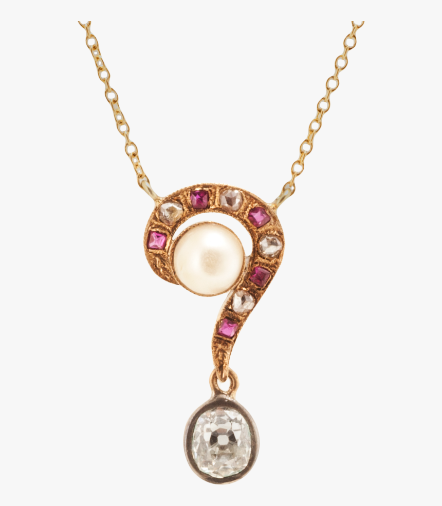 Yellow Gold, Diamond, Ruby And Pearl Question Mark - So Chic Kolye Anneler Günü, HD Png Download
