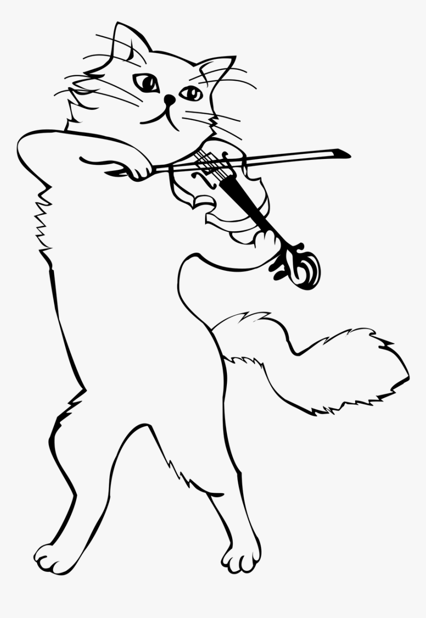 Cat Playing Violin Clipart, HD Png Download
