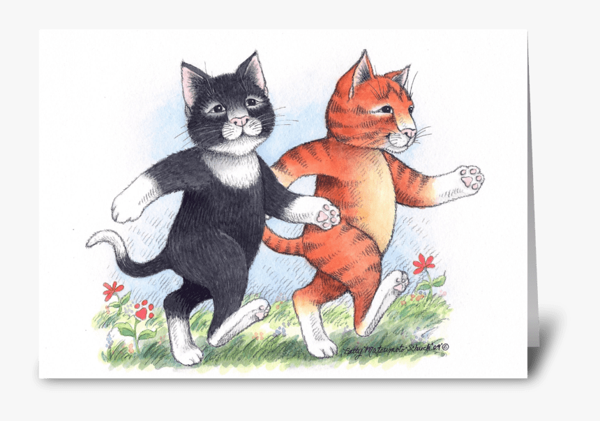 Walking Cat Buddies Friendship - Cartoon, HD Png Download
