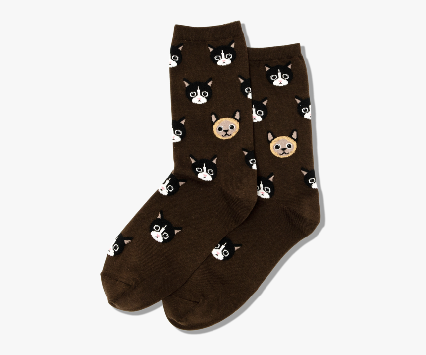 Women S Cat Faces Crew Socks 
 Class Slick Lazy Image - Sock, HD Png Download