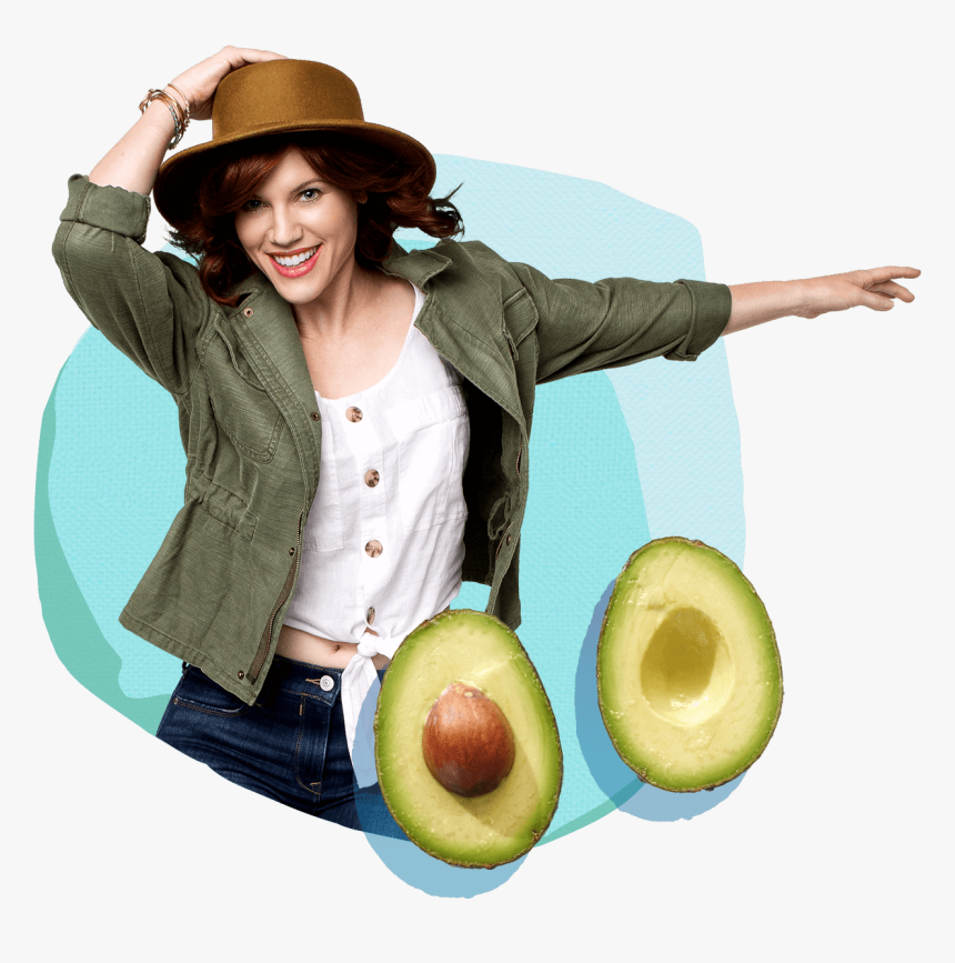Woman Smiling While Holding Her Hat And Jumping - Avocado, HD Png Download