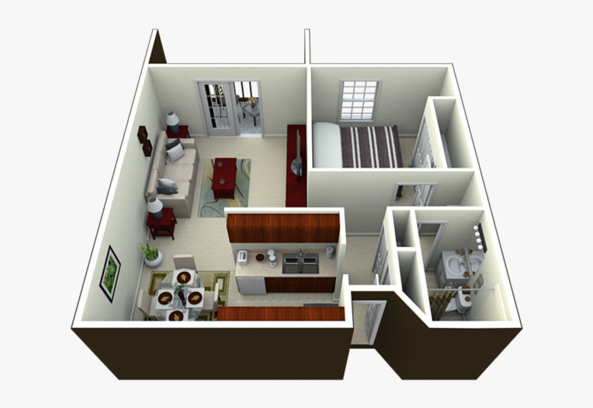 3d Furnished - Floor Plan, HD Png Download