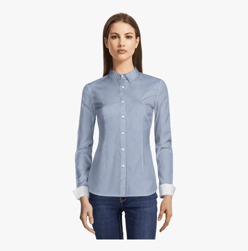 Light Blue Striped Oxford Dress Shirt With Contrasted - Puños Camisa Manga 3 4, HD Png Download