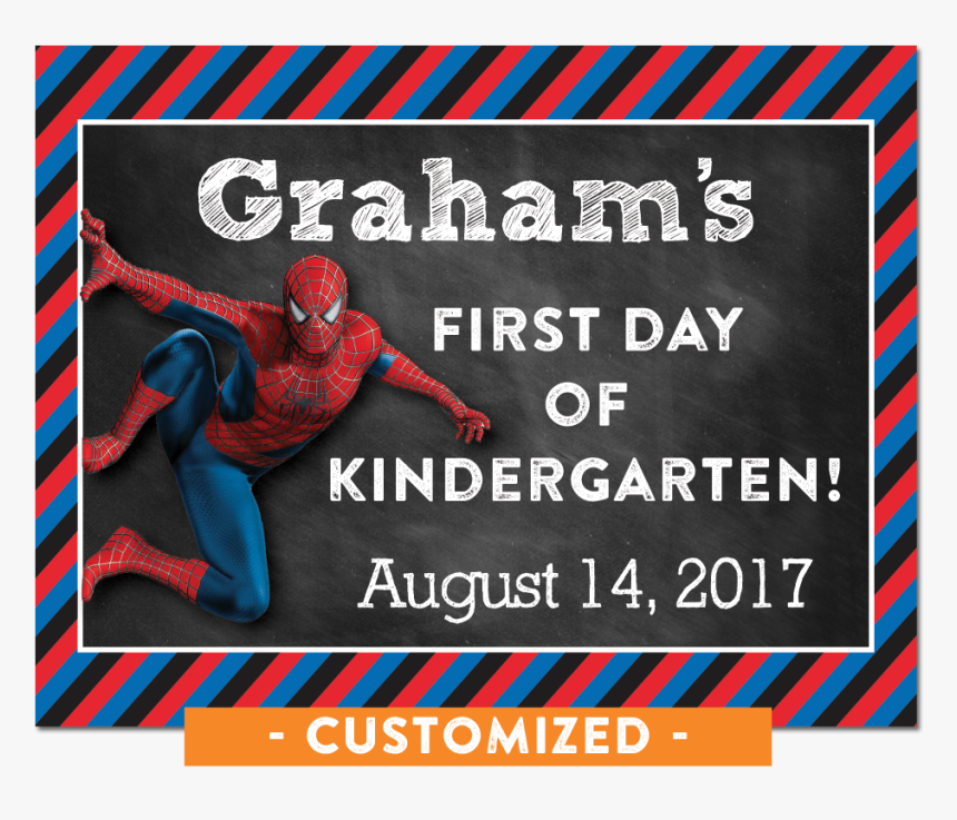 School Sign Spiderman Date - Spiderman Back To School Signs, HD Png Download