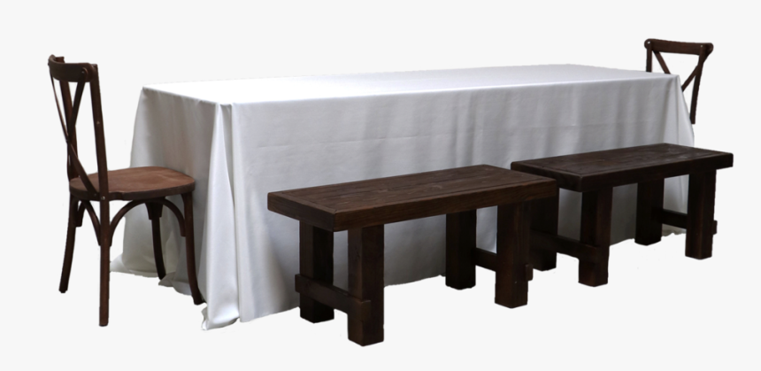 Banquet Table With 4 Mahogany Short Benches &amp - Bench, HD Png Download