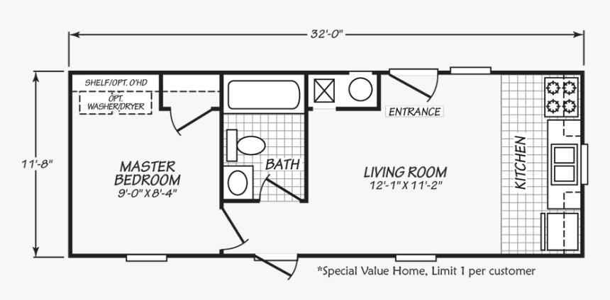Econo - 14 X 32 Single Wide Manufactured Home, HD Png Download