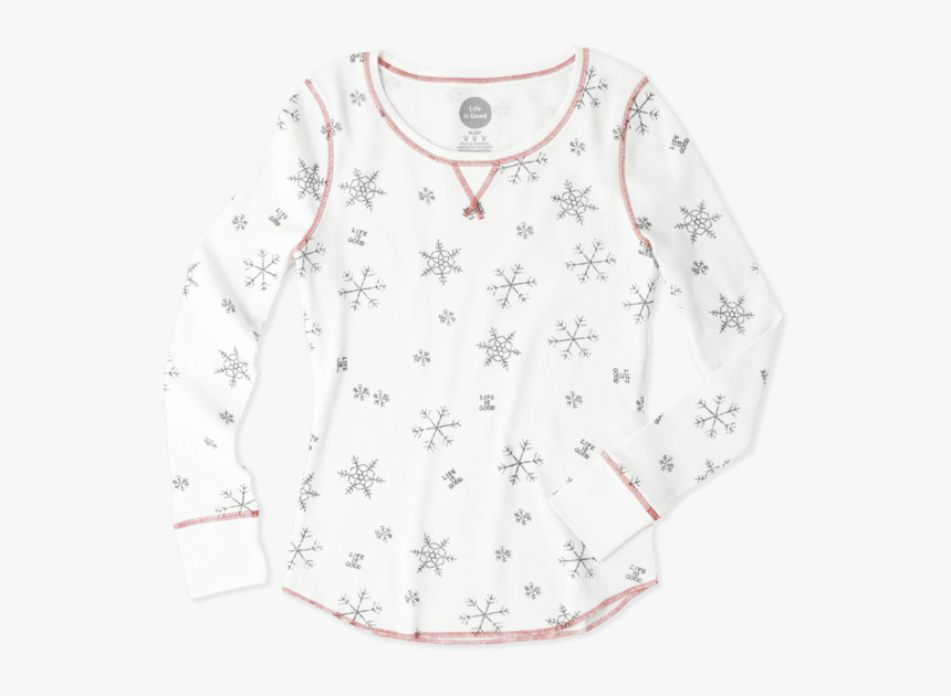 Women S Snowflake Pattern Thermal Sleep Set - Waffle Pattern Thermal Shirt Women, HD Png Download