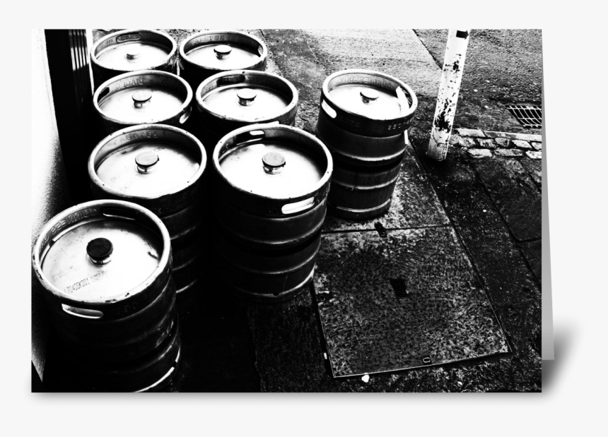 Beer Kegs Greeting Card - Monochrome, HD Png Download