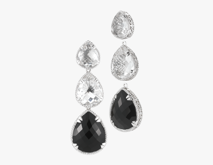 Delatori Black Onyx And Crystal Drop Earrings - Earrings, HD Png Download