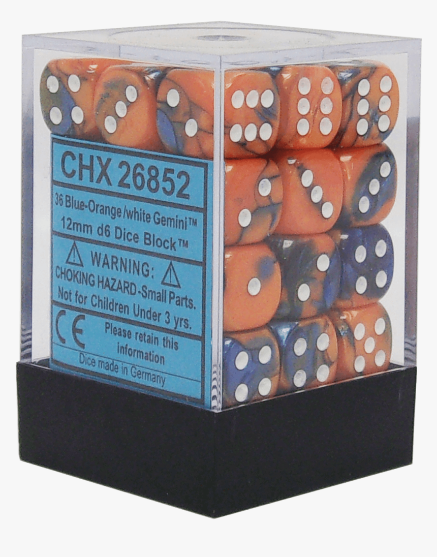 Gemini Blue-orange With White 12mm D6 - Dice Game, HD Png Download