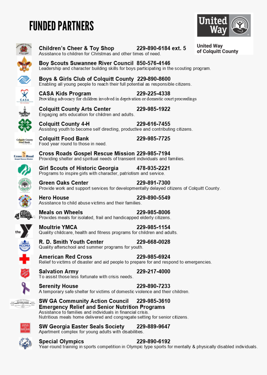 United Way S Funded Partners 
 Class Img Responsive - 20 Amino Acids Formula, HD Png Download