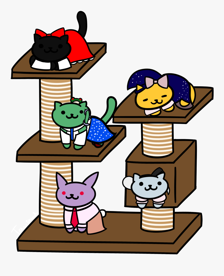 Reimu, Marisa, Sanae, Youmu And Reisen As Neko Atsume - Cartoon, HD Png Download