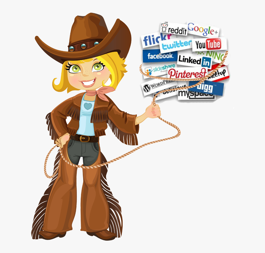 Social Media Learn How - Western Cowgirl Cartoon, HD Png Download