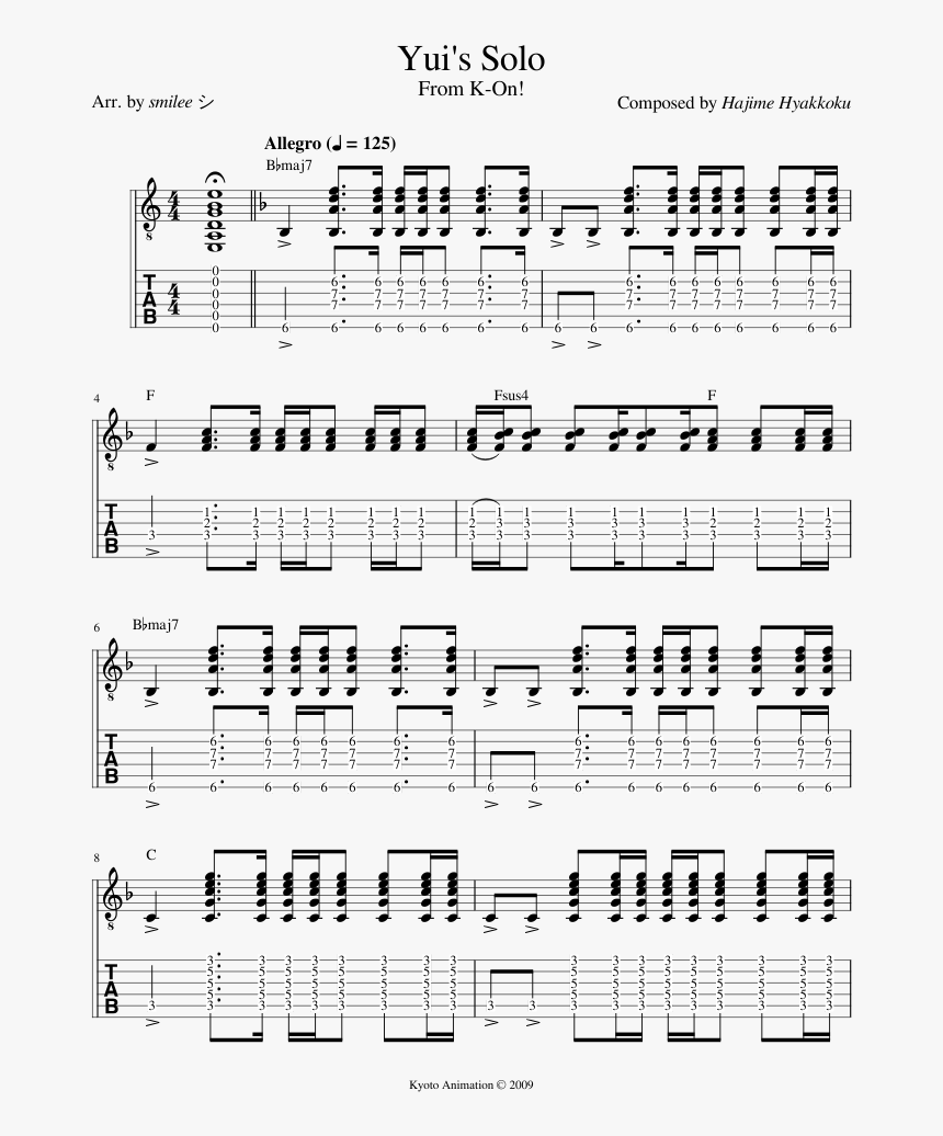 K On Sheet Music Guitar, HD Png Download