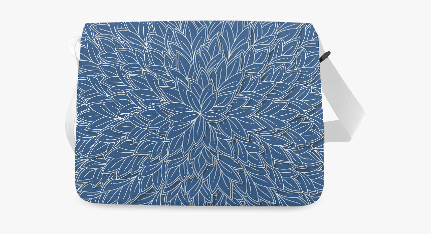 Floating Leaf Pattern Navy Blue White Messenger Bag - Coin Purse, HD Png Download