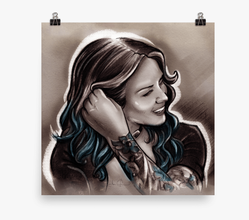 Casual Blue Hair Tattoo Girl Enhanced Matte Paper Hair Tattoo
