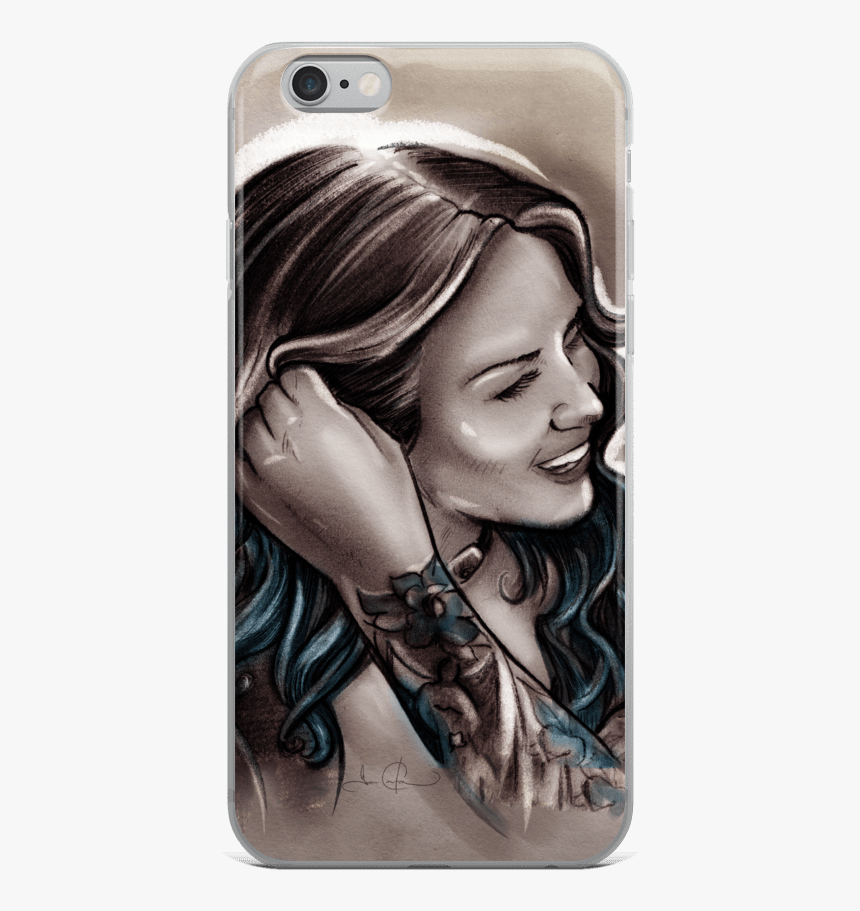 Casual Blue Hair & Tattoo Girl Iphone Case - Hair Tattoo, HD Png Download