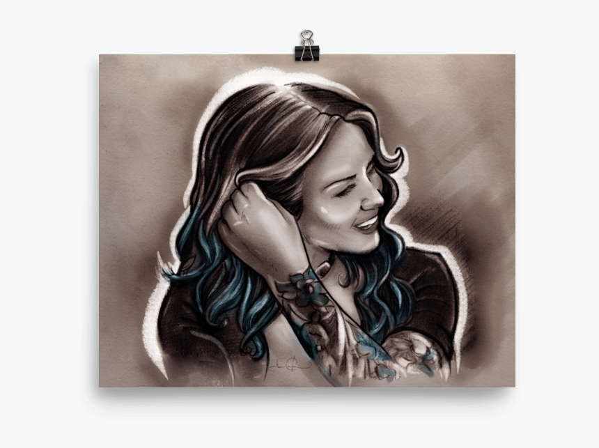 Casual Blue Hair & Tattoo Girl Enhanced Matte Paper - Hair Tattoo, HD Png Download