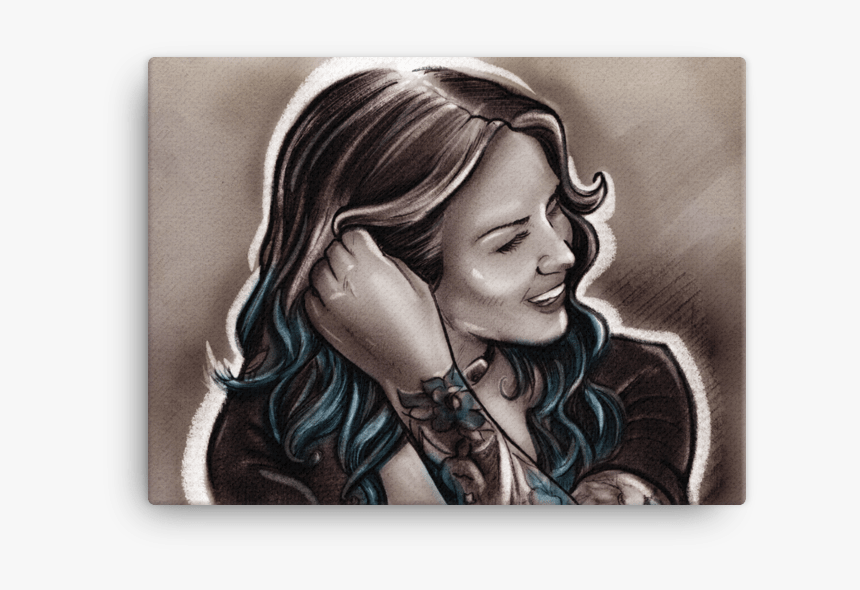 Casual Blue Hair & Tattoo Girl Canvas - Hair Tattoo, HD Png Download
